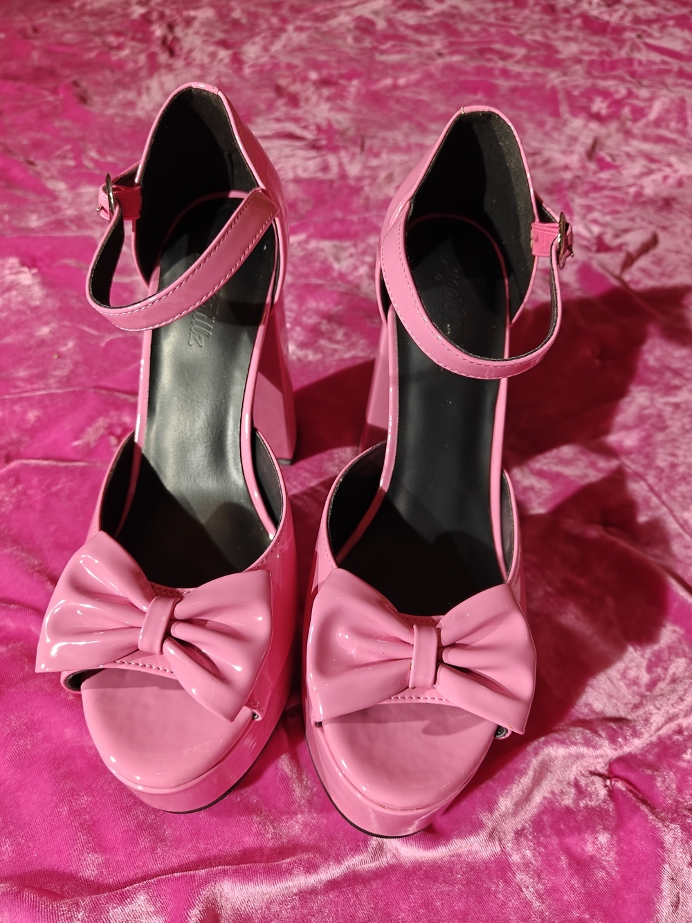 Sugar Thrillz Dolls Kill Barbie Pink Bow Platform Heels with Ankle Strap NWT 9